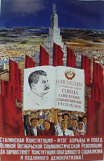 cartell commemorant la Constitució de 1936, denominada la Constitució de Stalin "Il.lustració"